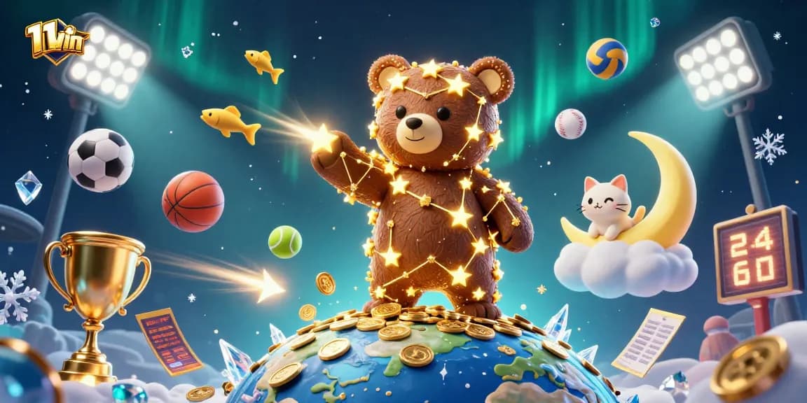 Experience thrilling sports betting magic with 11WIN in a colorful cinematic illustration!