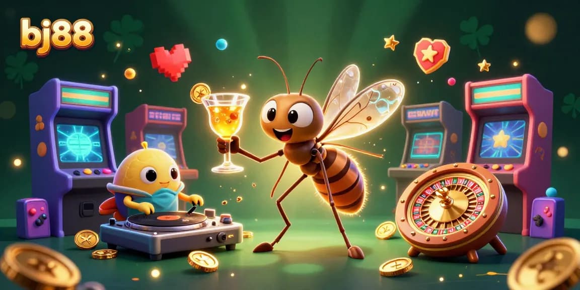 Engage with bj88's thrilling casino experience featuring vibrant characters and gaming elements.