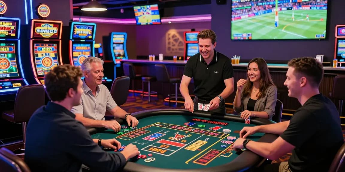 Players enjoying an exciting gaming experience at BL555 casino with vibrant atmosphere and engaging dealer interactions.