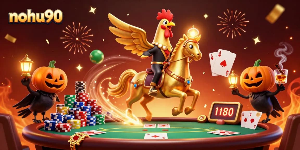 Engage with nohu90 in this vibrant casino scene featuring unique characters and dynamic gambling elements.