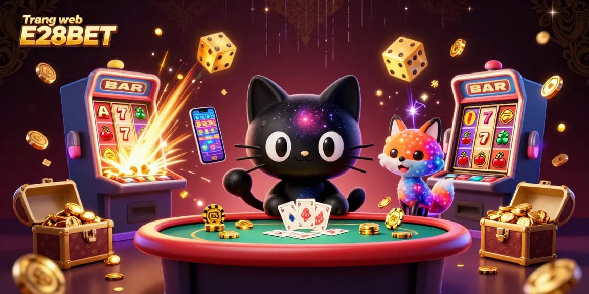 Experience the excitement of Trang web E28BET with a cosmic casino scene featuring a gravitational charm of a black hole cat.