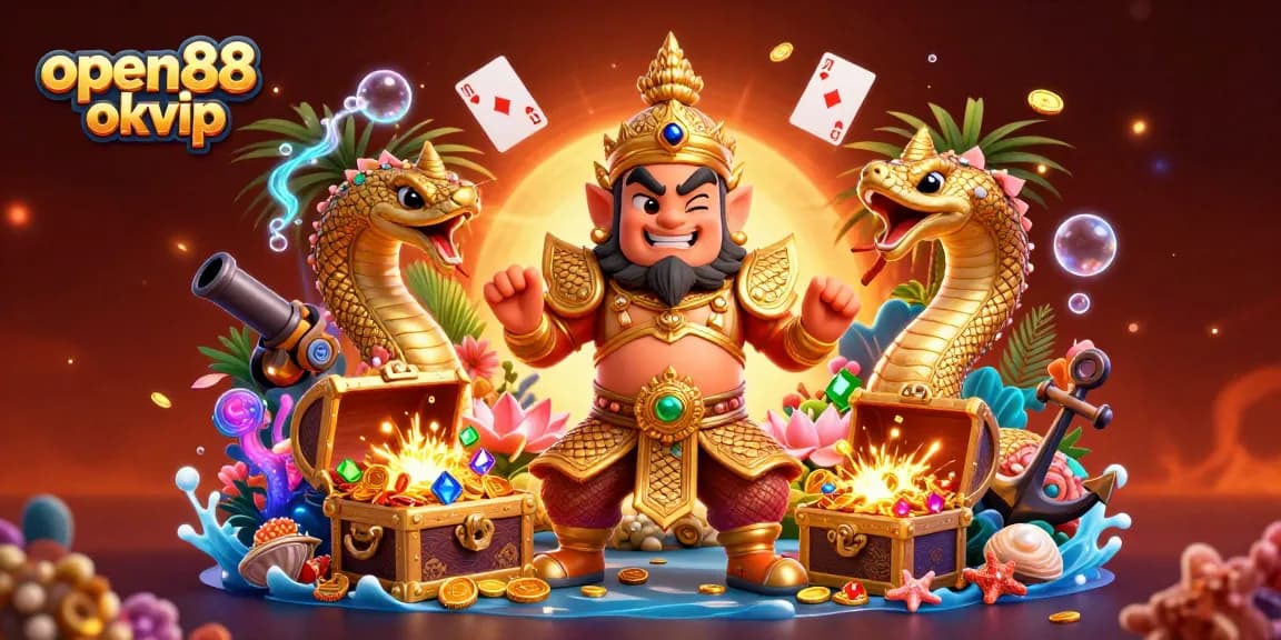 Engage with treasures in the lively realm of open88 okvip’s vibrant gambling universe through this ultra-detailed 3D illustration.