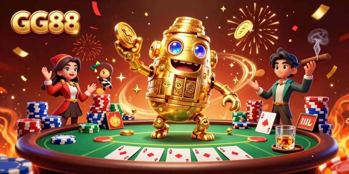 Experience winning strategies at GG88 with vibrant casino elements in a dynamic illustration