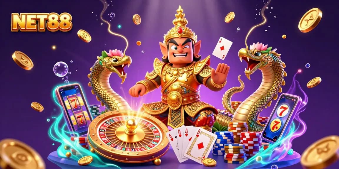 Engage with NET88's thrilling casino scene featuring vibrant slots and a lively atmosphere.