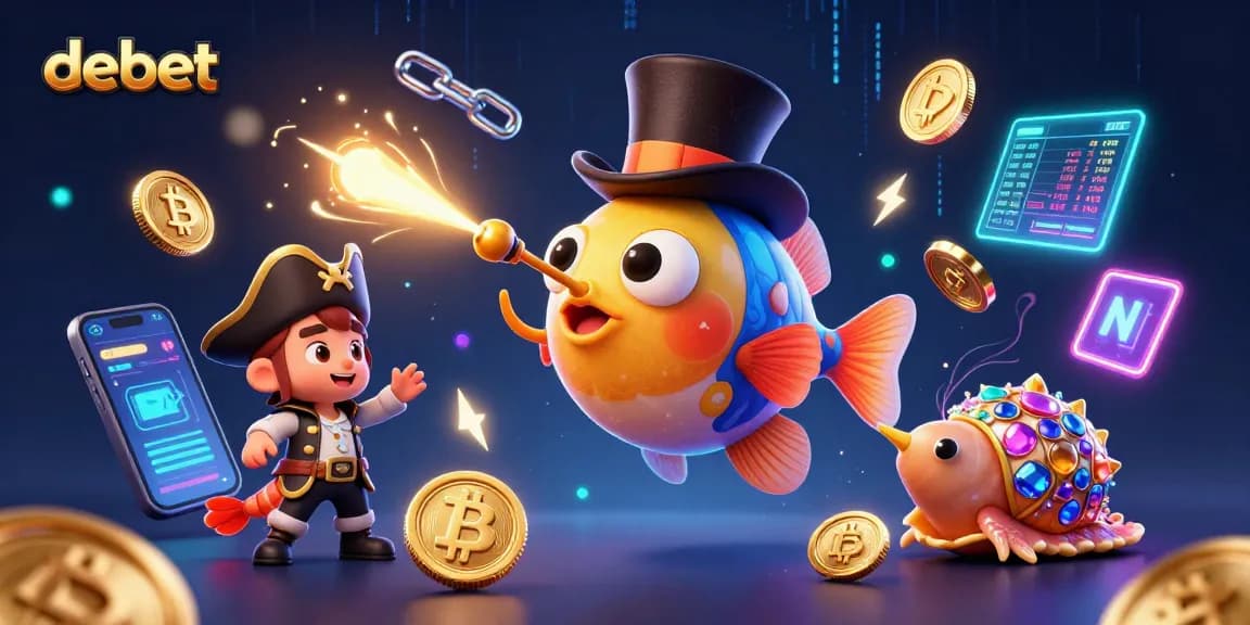 Engage with debet casinos featuring a vibrant underwater scene of an anglerfish, pirate shrimp, and gemstone sea snail.