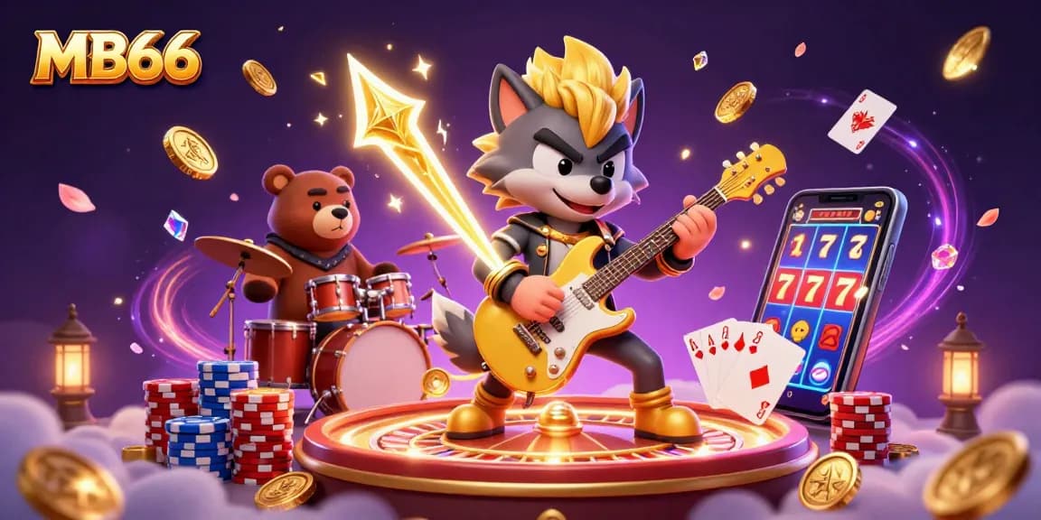 Witness a thrilling MB66 casino showdown with vibrant characters, gold coins, and spinning roulette!