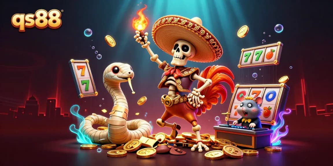 Experience exciting jackpot wins with qs88 in a vibrant casino scene filled with animated characters.