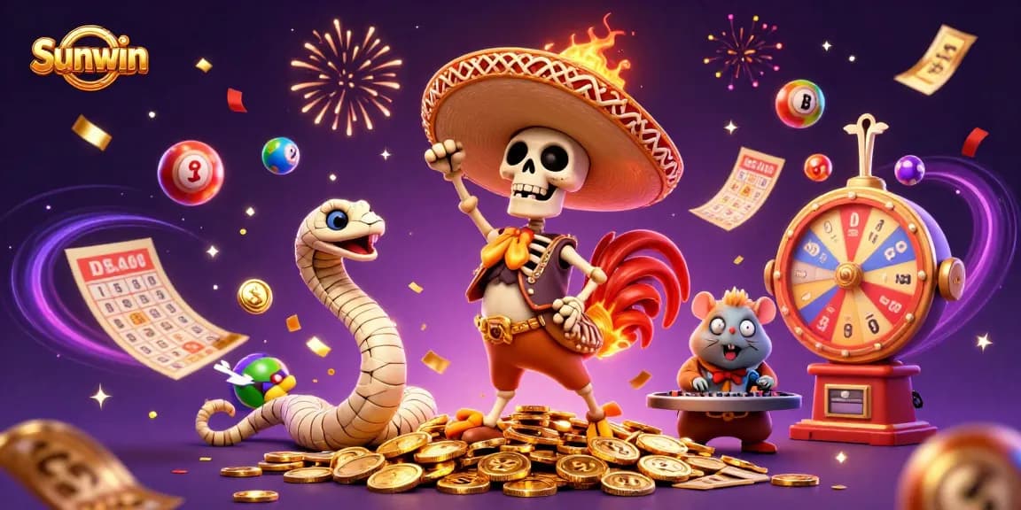 Sunwin offers vibrant gaming experiences, showcasing luck with colorful lottery elements and dynamic characters.