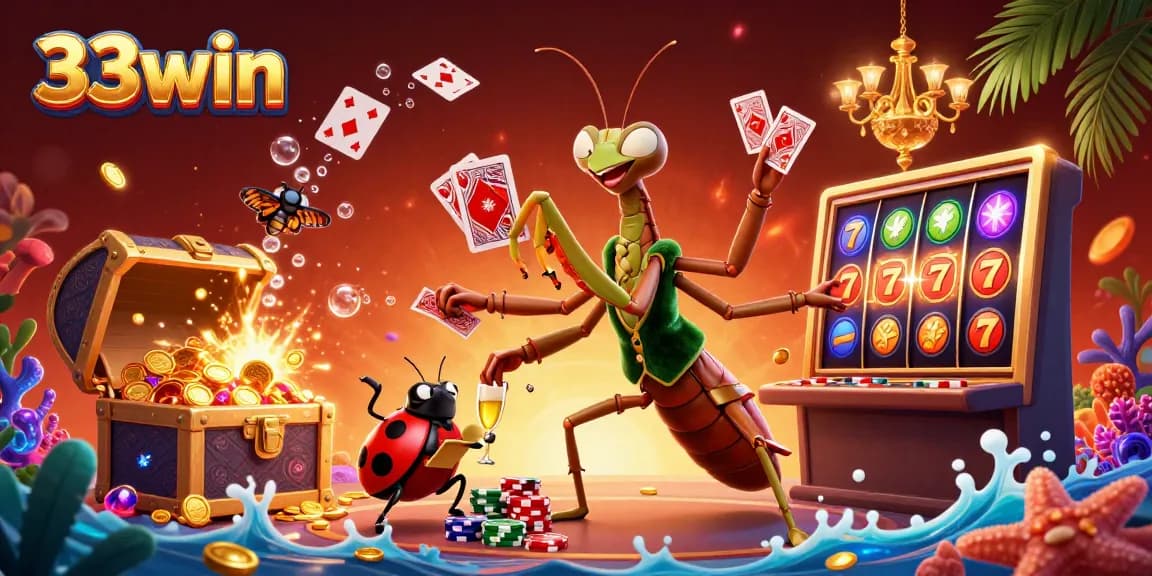 Engage in exciting gameplay with 33win's slot reels and vibrant jackpot elements.