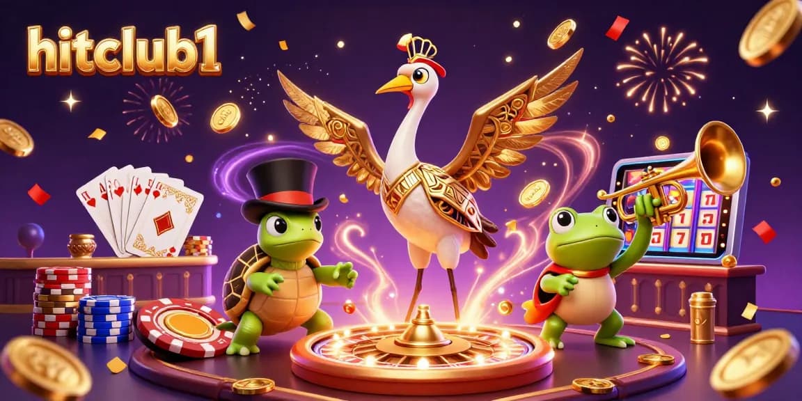 Engage with hitclub1 in a vibrant casino scene featuring colorful characters and dynamic game elements.