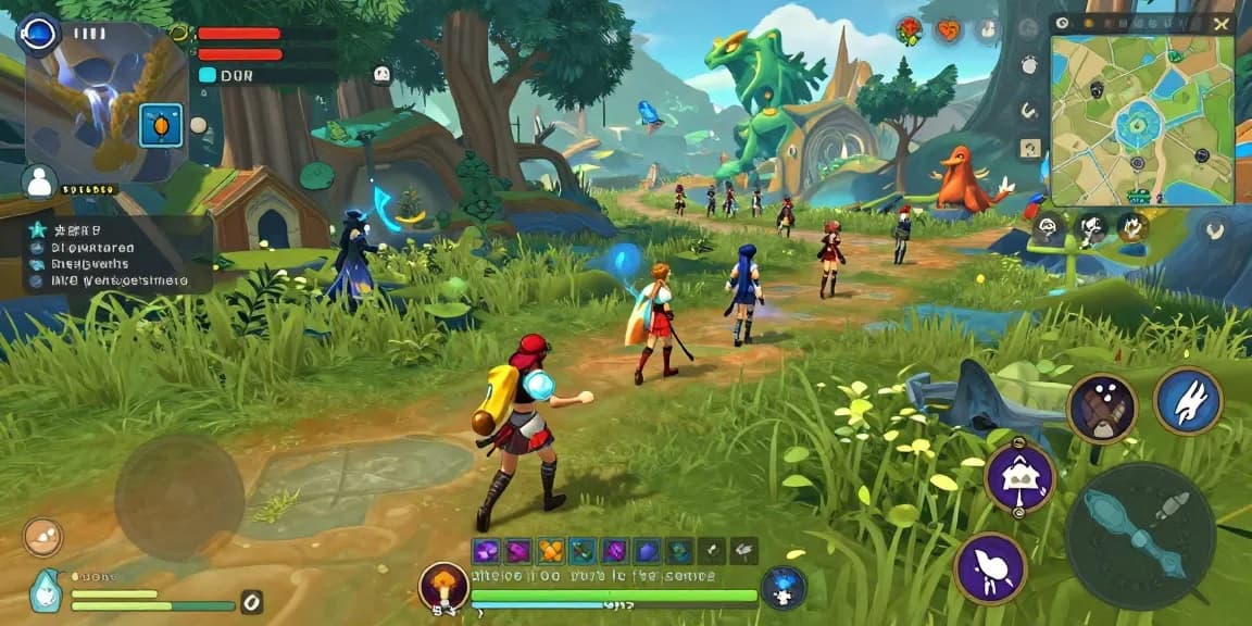 Hentai game avatars exploring an immersive digital landscape with interactive elements