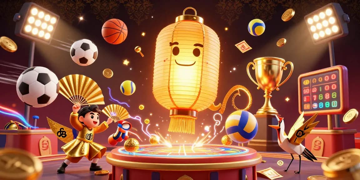 SV88 ignites excitement in a vibrant casino scene, showcasing golden symbols and dynamic sports elements.