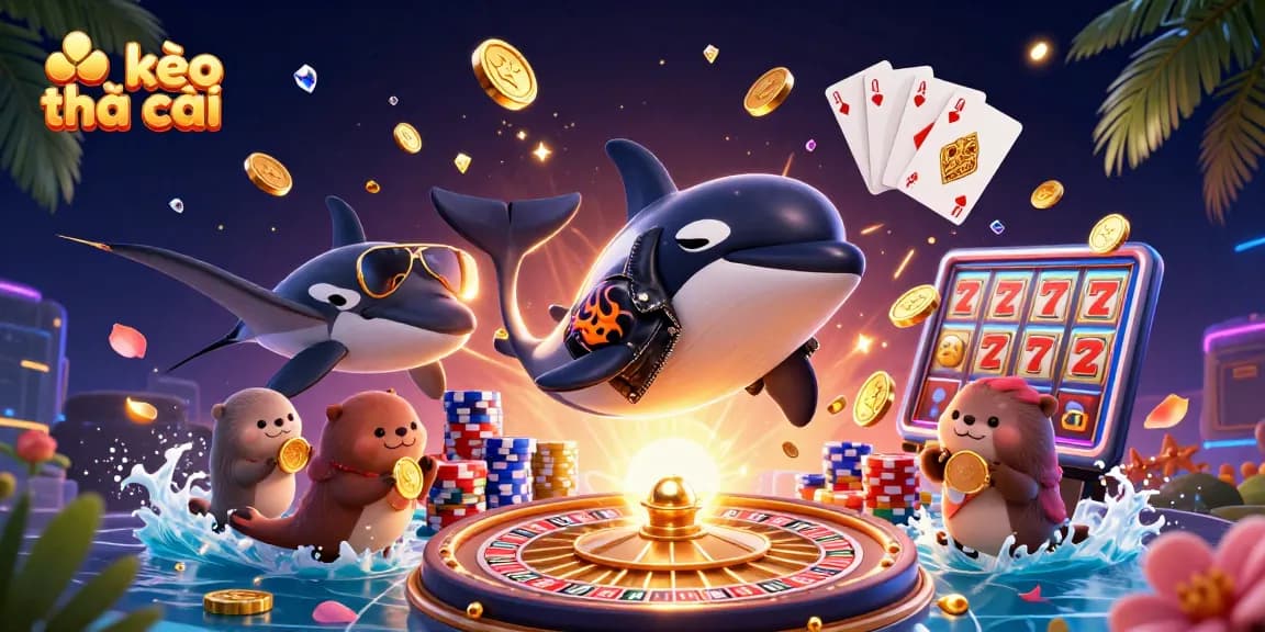 Engage with kèo nhà cái in this vibrant scene filled with golden coins, gems, and lively sea creatures.