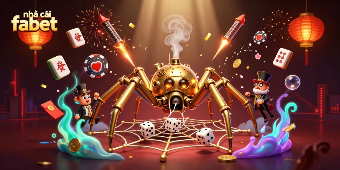 Engage with nhà cái fabet at this vibrant 3D illustration showcasing steampunk elements and casino excitement.