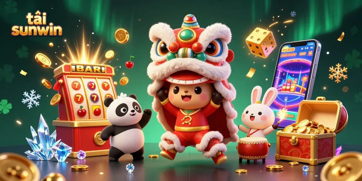 Play and win with tải sunwin in this vibrant casino scene featuring dynamic characters and exciting game elements.