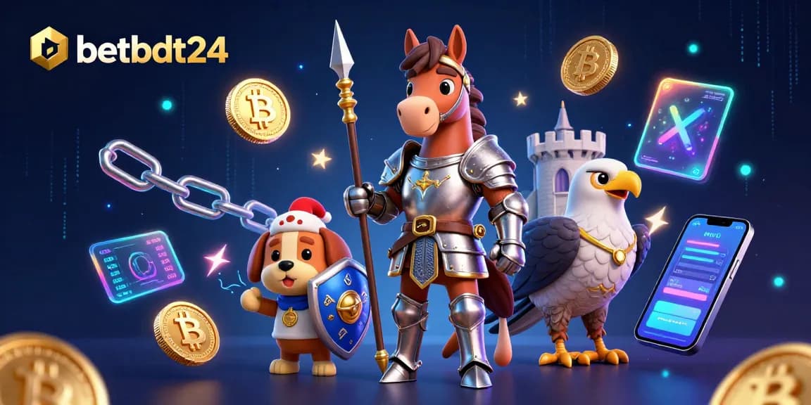 Experience dynamic gameplay with betbdt24 as a knight teams up with a puppy and falcon amid crypto coins.