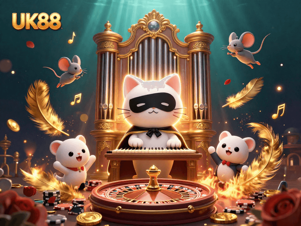 Engage in thrilling gameplay with UK88's festive casino atmosphere featuring vibrant characters and exciting game elements.