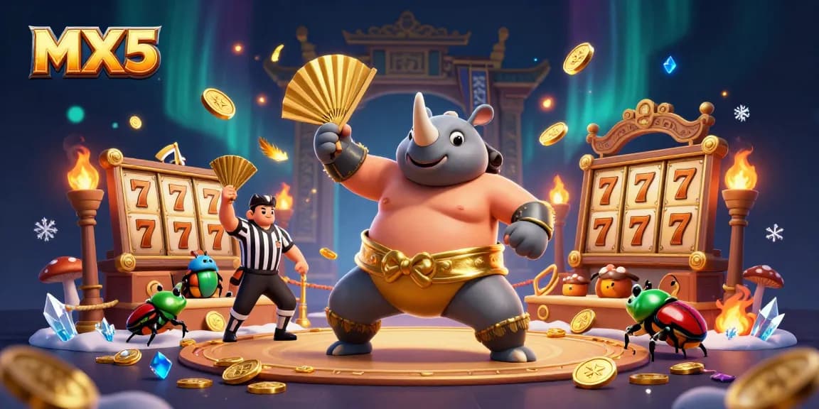 Experience the thrill of winning slots at MX5 with a vibrant 3D illustration of beetle champions!