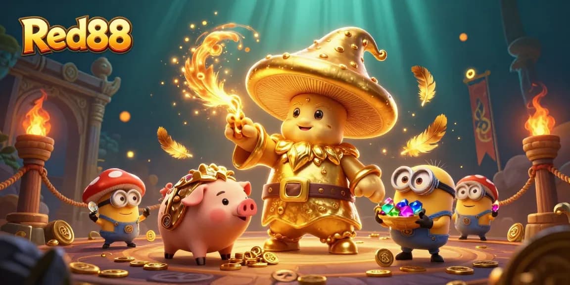 Experience thrilling gameplay at Red88 with an enchanting wizard, treasure, and golden magic!