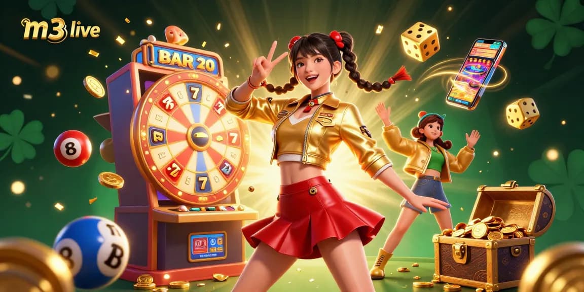 Experience the thrill of m3 live gaming with colorful elements and dynamic casino visuals.