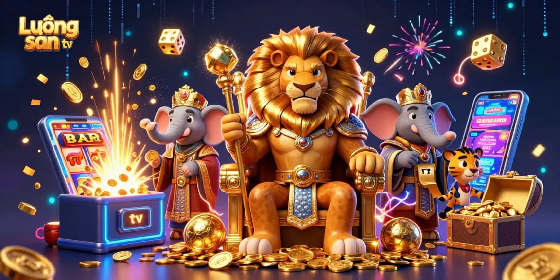Lương sơn tv showcases a dynamic casino scene with thematic characters and energetic gambling elements.