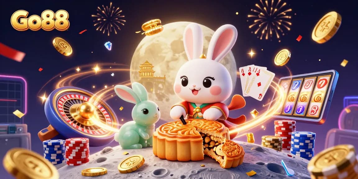 Engage with Go88's vibrant gaming experience in a spectacular casino-themed 3D illustration.