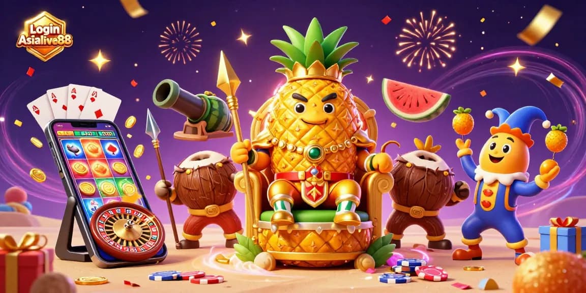Engage with the Login Asialive88 experience featuring vibrant 3D casino-themed characters and gaming elements.