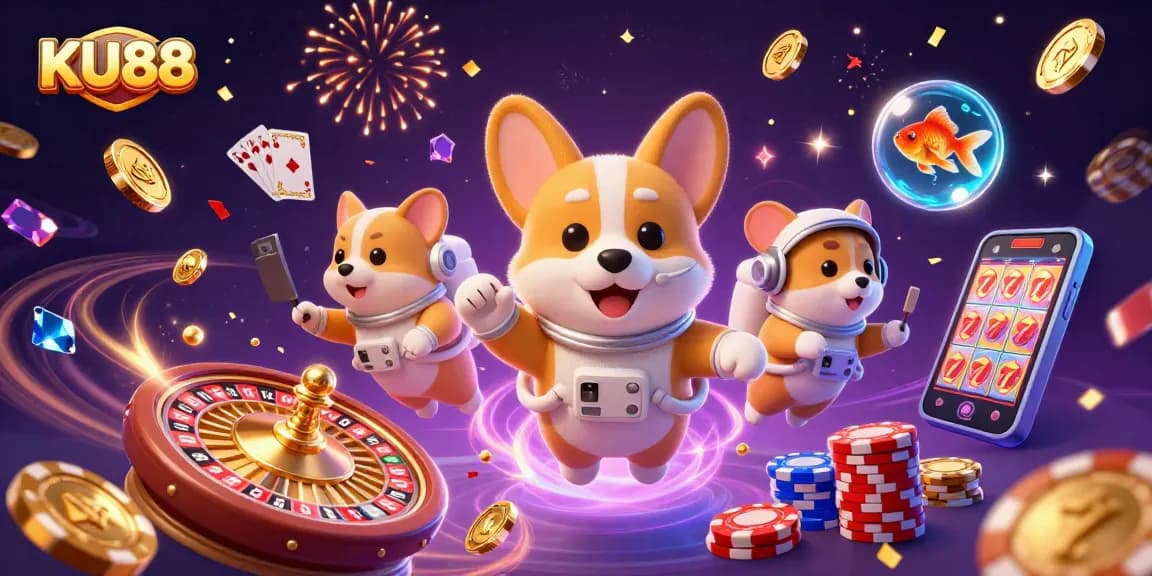 Experience the excitement of KU88 with vibrant gaming visuals in a dynamic casino scene