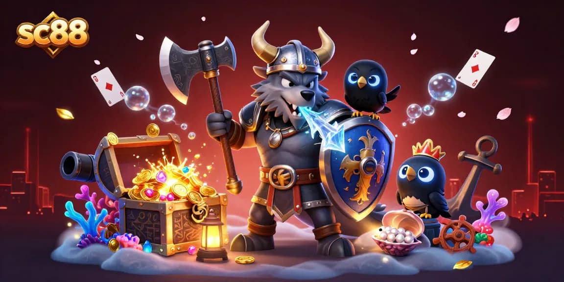 Engage in thrilling adventures with sc88 wizardry and an explosive treasure chest in this vibrant casino scene.