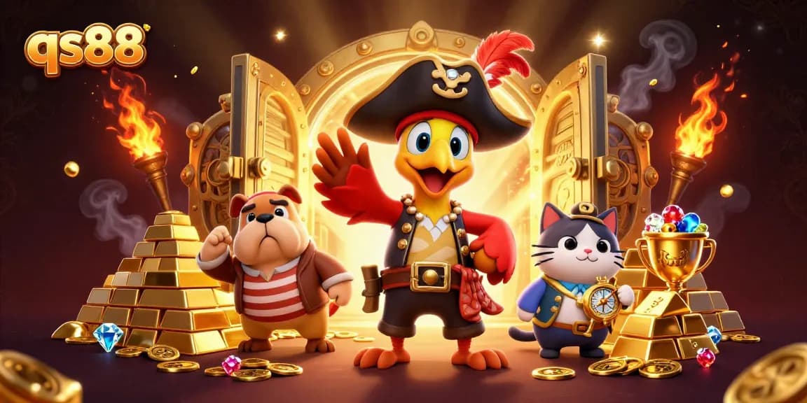 Engage with qs88's thrilling gaming world featuring an adventurous pirate crew.