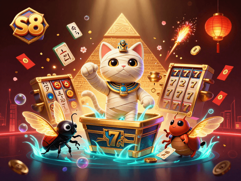 Experience thrilling jackpots and slots with s8 in a vibrant casino illustration featuring captivating characters.