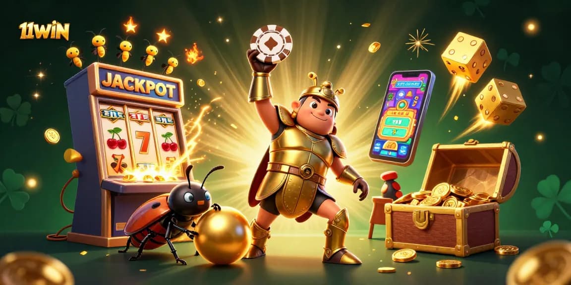 Play and win big with 11WIN, a vibrant online casino featuring fun characters and exciting games.