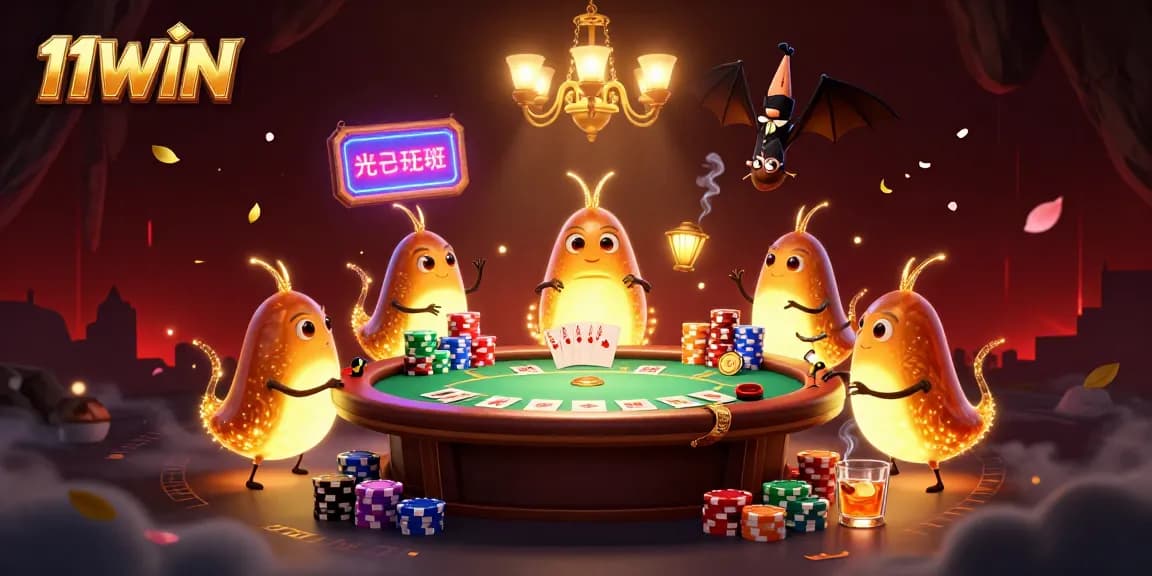Experience the excitement of 11WIN with glowworms illuminating a vibrant cave casino scene.