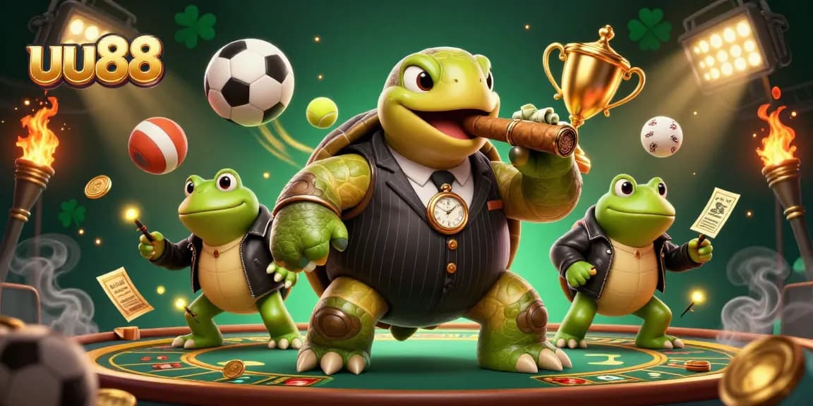 Experience the excitement of uu88 as a turtle in a mobster suit ignites the casino vibes with dynamic action!