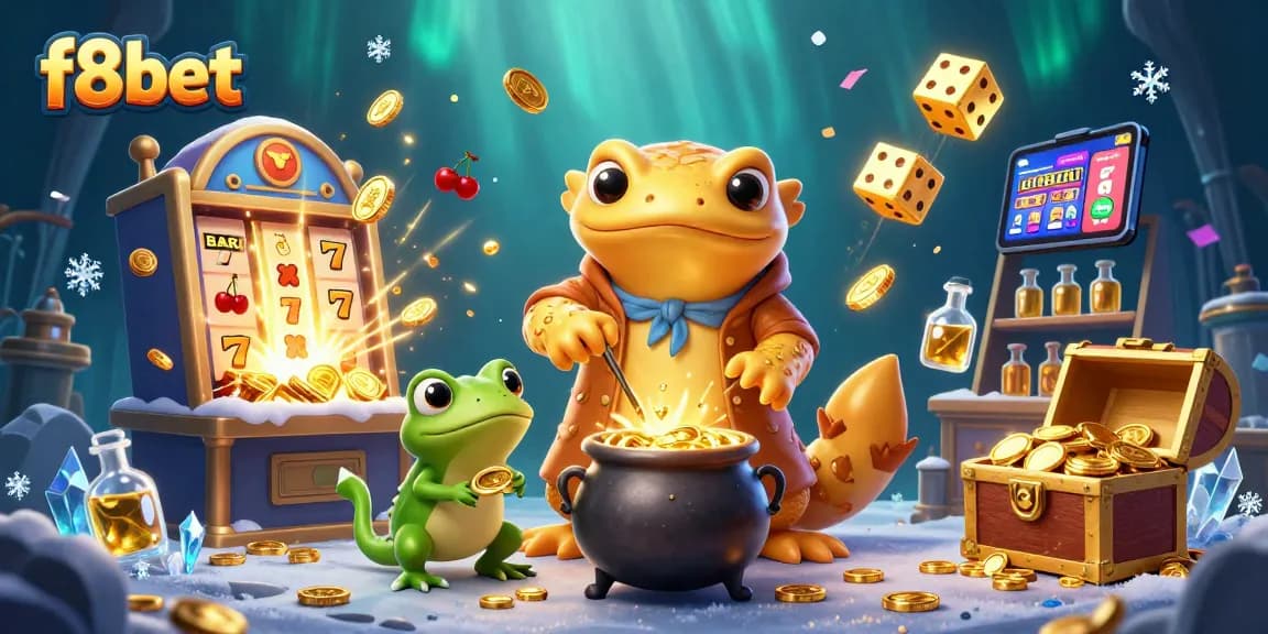 Experience thrilling gaming opportunities with f8bet's vibrant casino graphics featuring animated characters and dynamic elements.