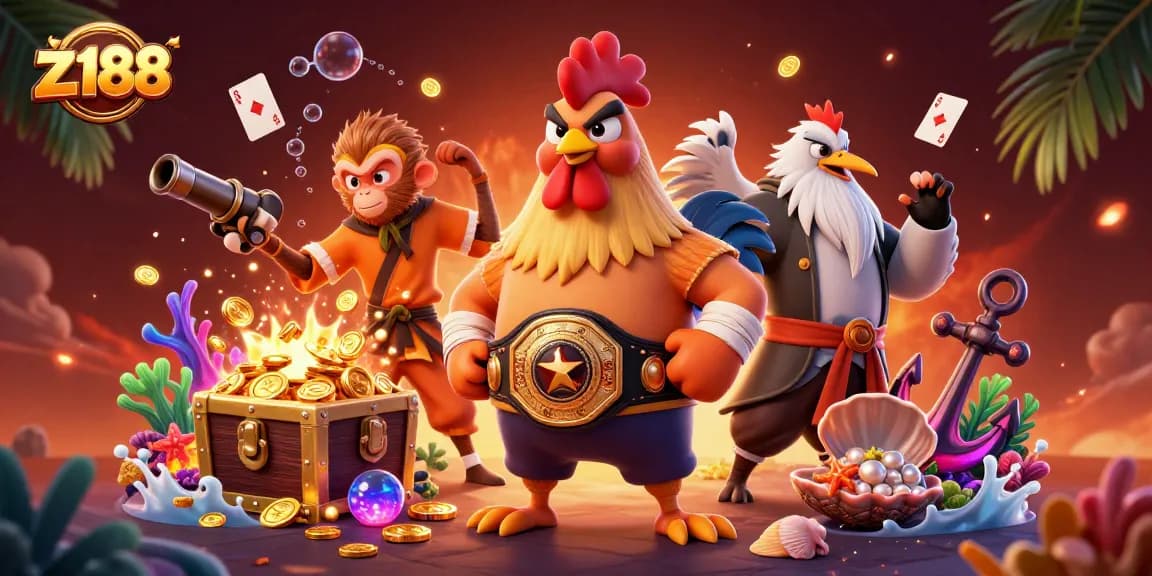 Engage with z188: illustrative scene of martial arts characters with casino-themed elements.