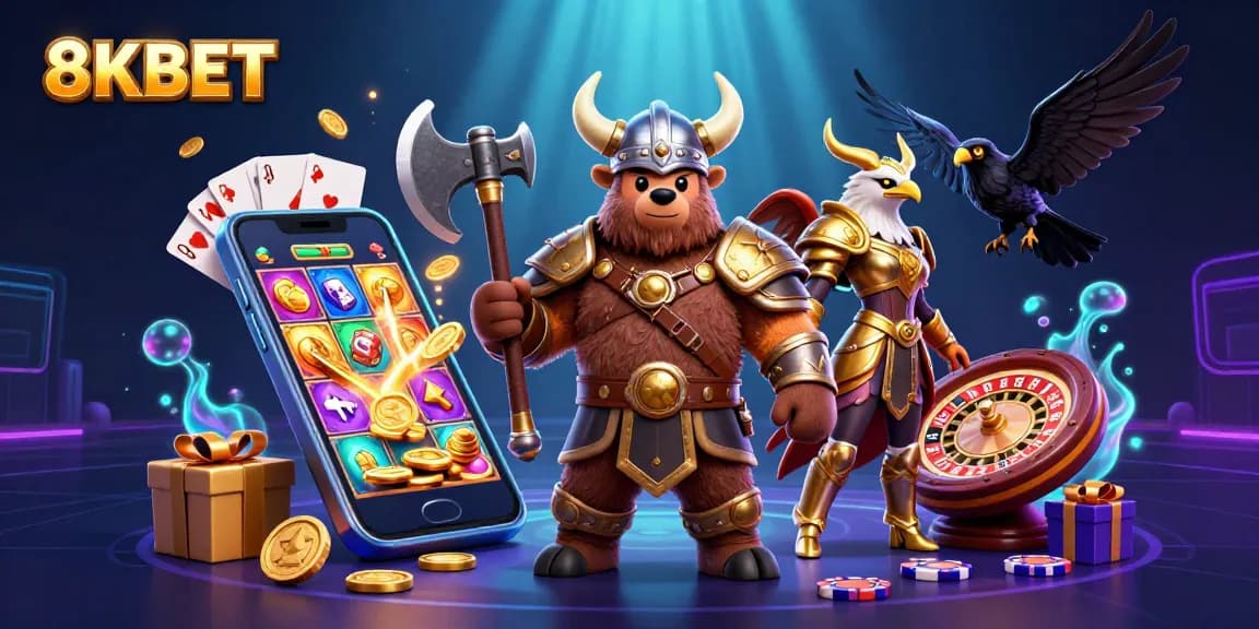 Engage in thrilling gameplay at 8KBET with dynamic characters & vibrant casino elements.