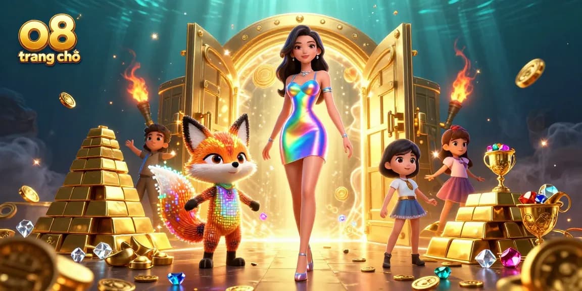 Engage with the vibrant world of o8 trang chủ featuring a dazzling casino illustration with treasures and excitement.