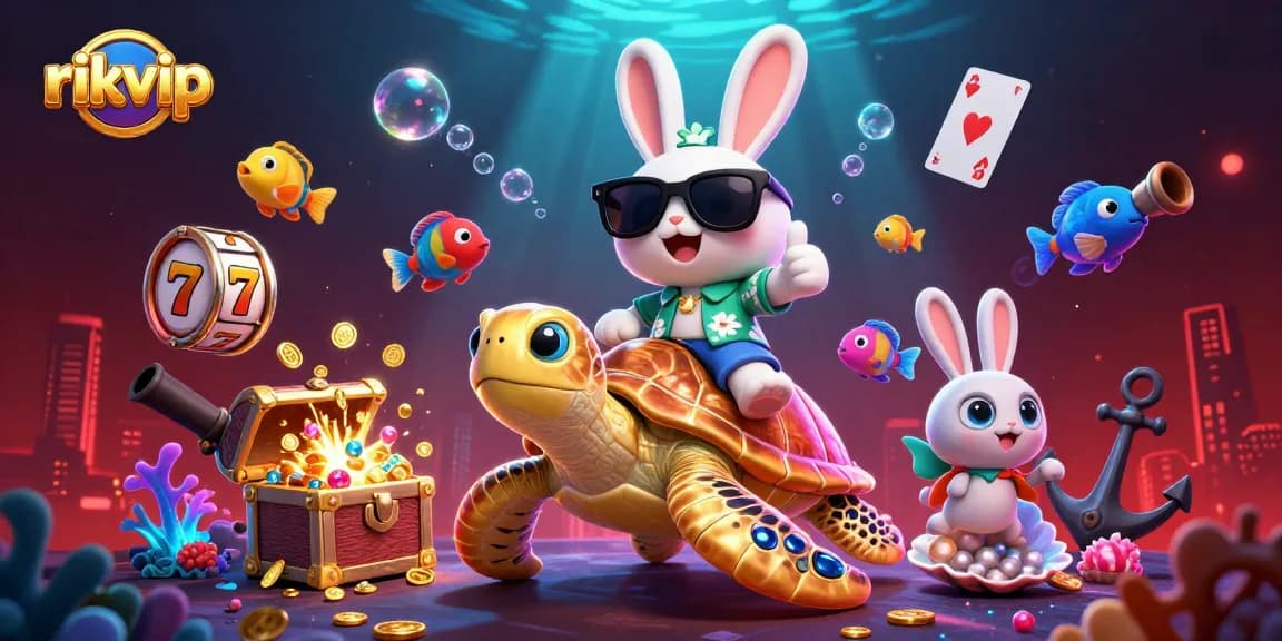 Experience excitement with rikvip as a lucky rabbit gambles on thrilling slot games.