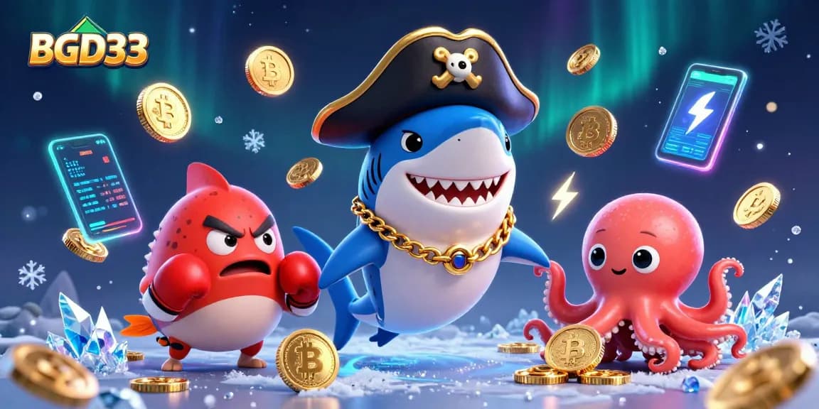 Experience casino excitement with BGD33 featuring stylish gaming characters in a vibrant 3D scene full of gold coins.