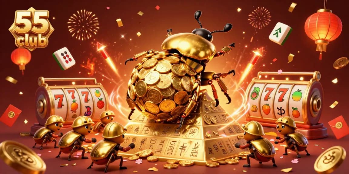 Join the excitement at 55 club with vibrant slots and festive casino elements.