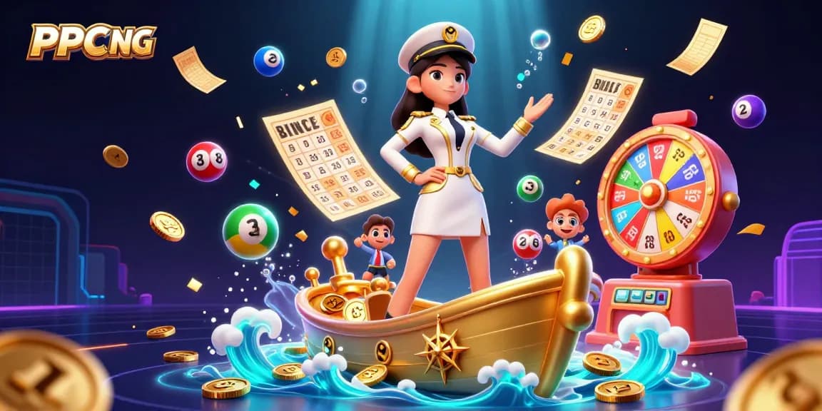PPCPNG showcases an exhilarating scene of an Asian naval officer amidst a dynamic lottery environment, highlighting interactive games.