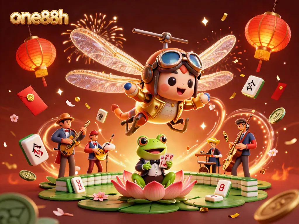 Engage with one88h at this animated casino scene showcasing vibrant gaming elements and characters.