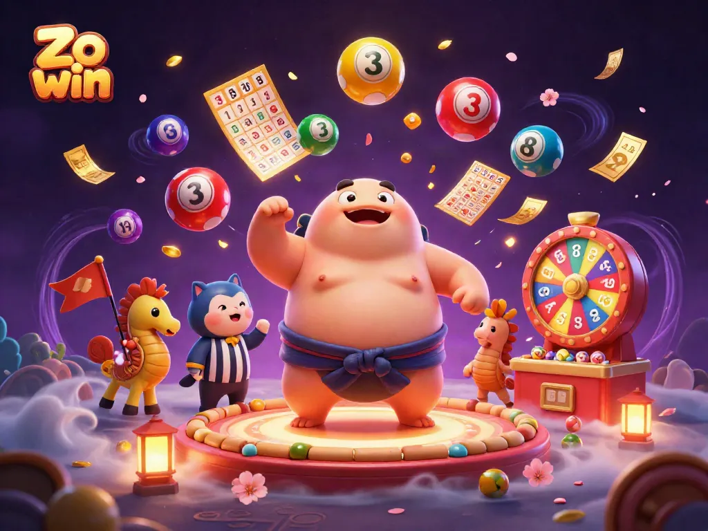Engage with the thrilling Zo win card game experience, highlighted by colorful lottery elements and vibrant characters.