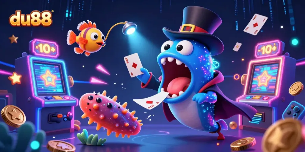 Experience the thrill at du88 with captivating casino magic in a vibrant 3D illustration.