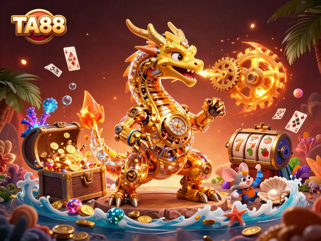 Bet on big wins with TA88 featuring a vibrant 3D casino illustration and engaging elements.