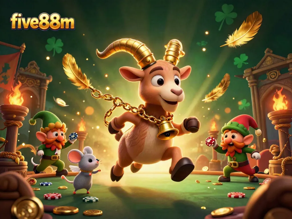 Engage with five88m's holiday-horror casino scene featuring playful characters and dynamic gaming elements.