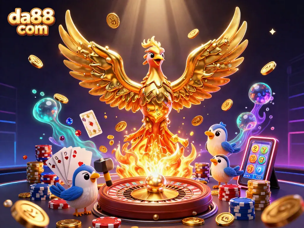 Experience thrilling wins at da88 com with golden phoenix and vibrant casino elements.