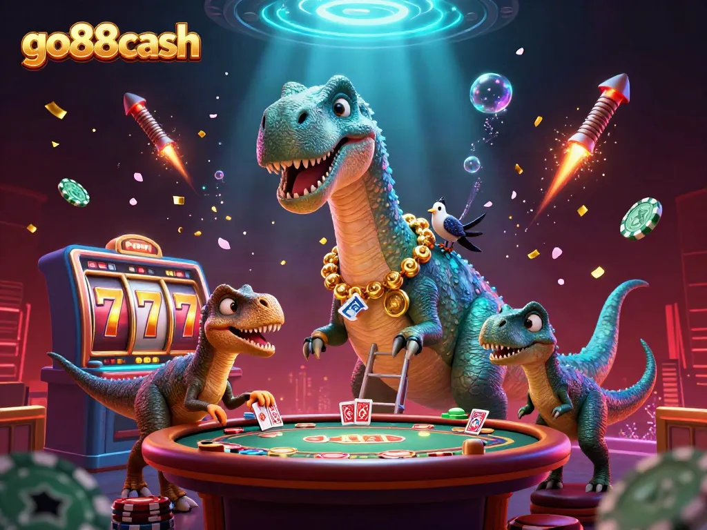 Experience thrilling gameplay with go88cash, featuring a vibrant casino scene with characters and dynamic gaming elements.