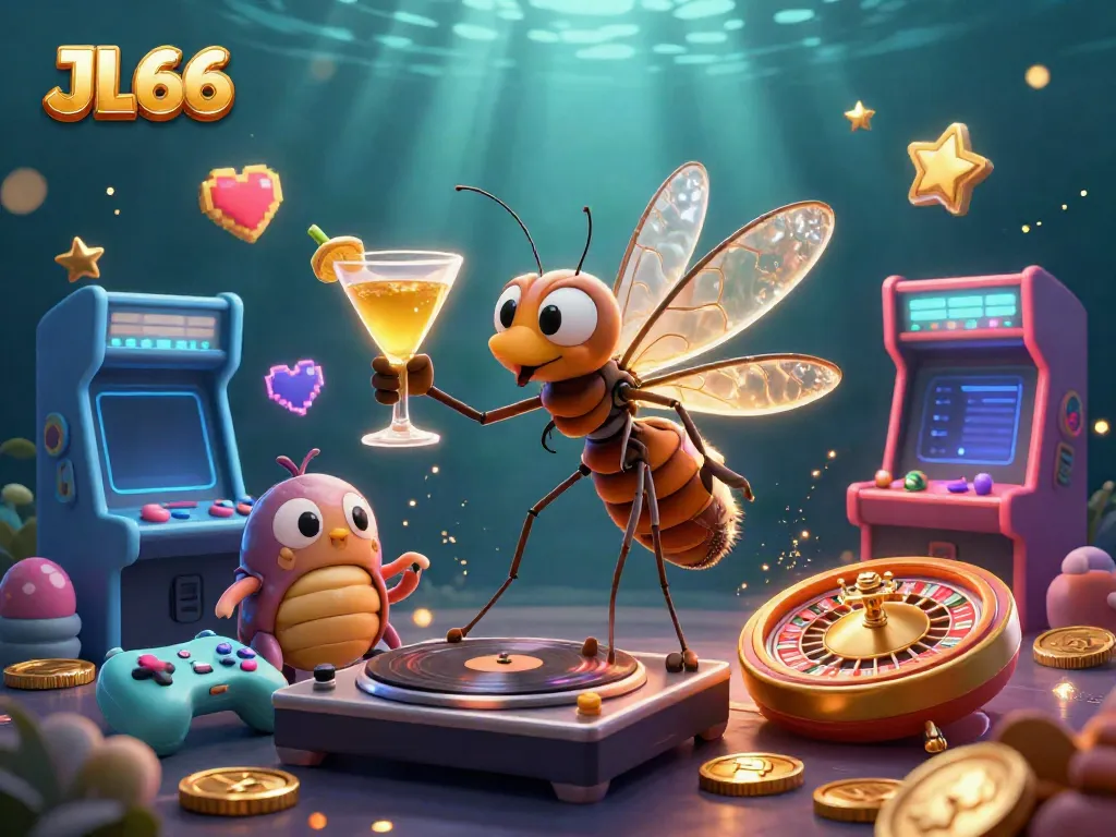 Play games at JL66 with cartoon characters in a vibrant casino setting, showcasing dynamic elements.